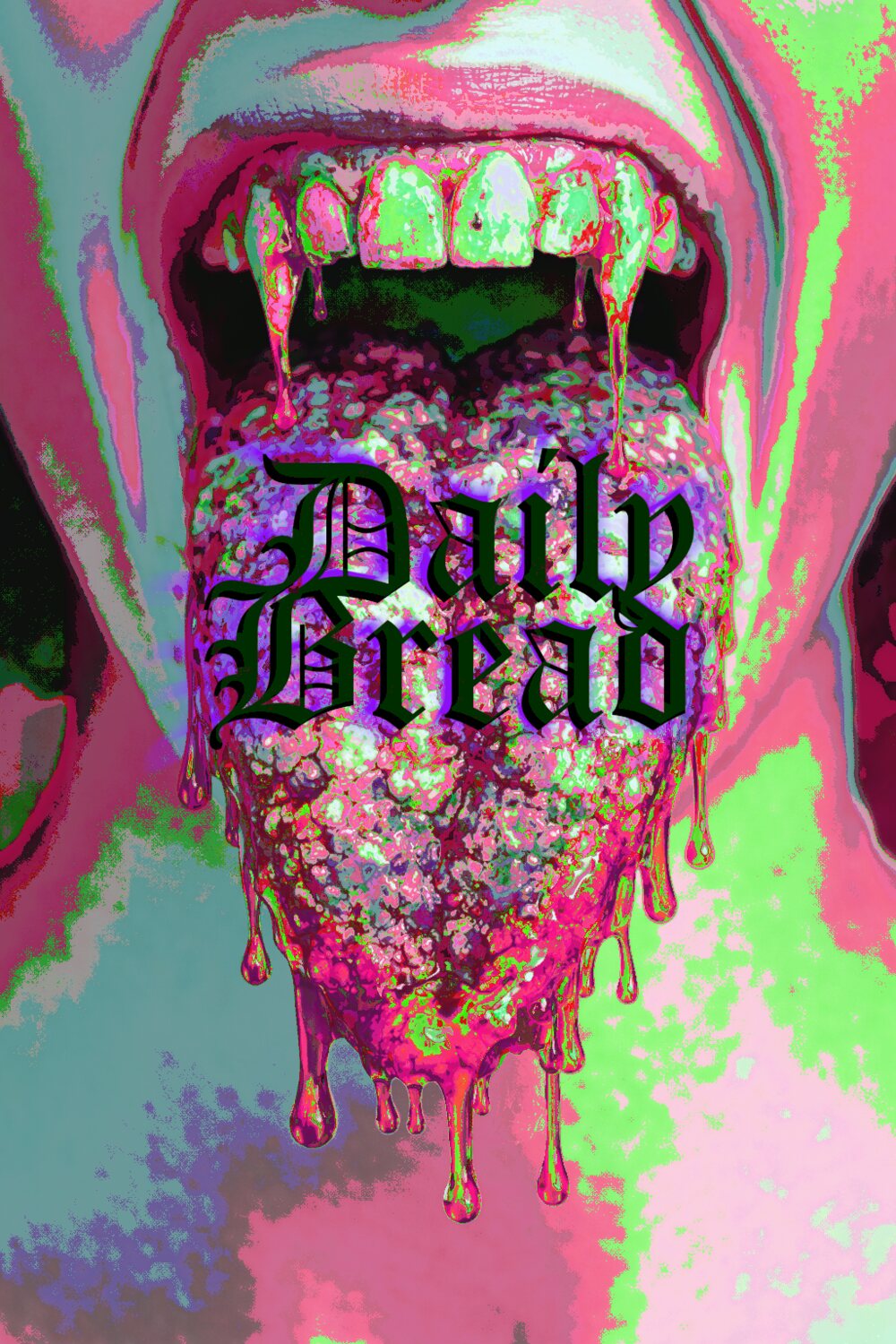 Daily Bread №1 cover — an open mouth with dripping teeth over a jewelled tongue, blackletter wordmark overlaid